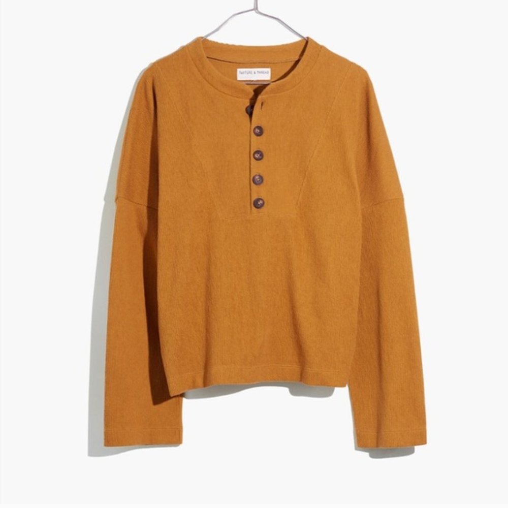 Madewell Texture and Thread Seamed Henley Top